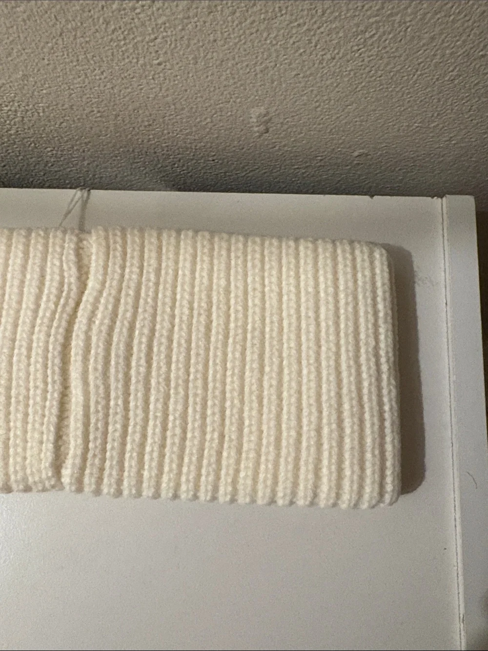 Coach Cream Ribbed Knit Headband with Signature Patch